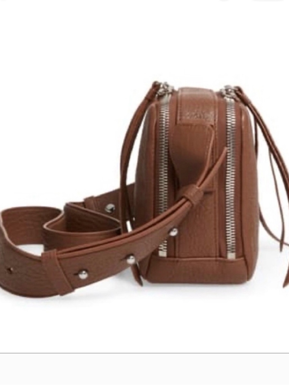 All Saints Tan-Brown Leather Messenger Bag - Picture 2 of 15